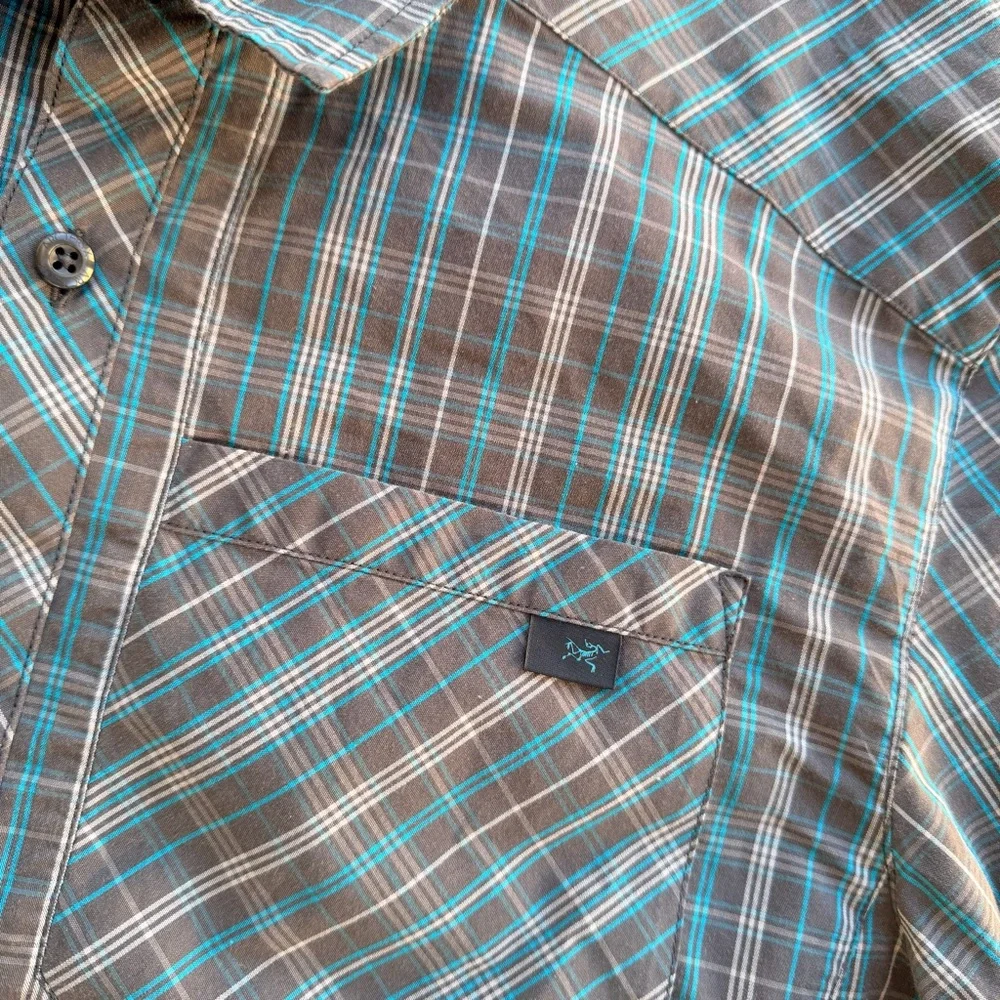 Arc'teryx Mens Short Sleeve Plaid Peakline Button Up Shirt Blue Size Small - Picture 3 of 6